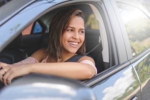 Woman driving a car